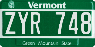 VT license plate ZYR748