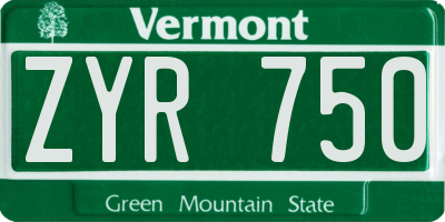 VT license plate ZYR750