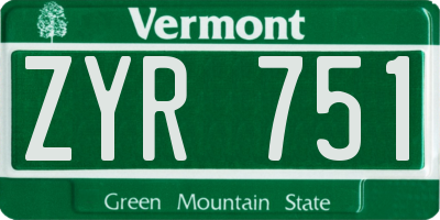 VT license plate ZYR751
