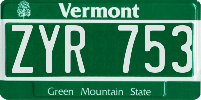 VT license plate ZYR753