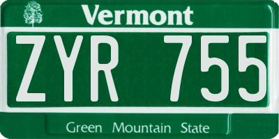 VT license plate ZYR755