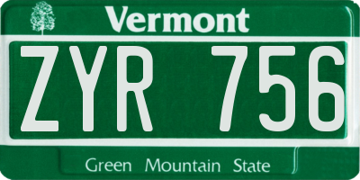 VT license plate ZYR756