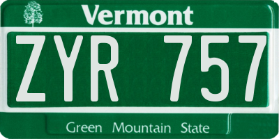 VT license plate ZYR757