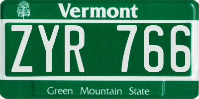 VT license plate ZYR766