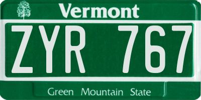 VT license plate ZYR767