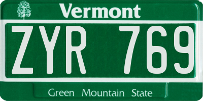 VT license plate ZYR769