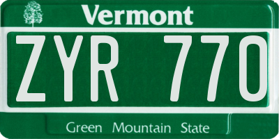 VT license plate ZYR770