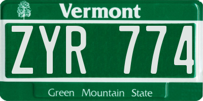 VT license plate ZYR774