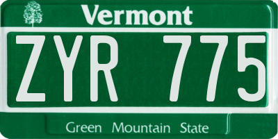 VT license plate ZYR775