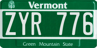 VT license plate ZYR776