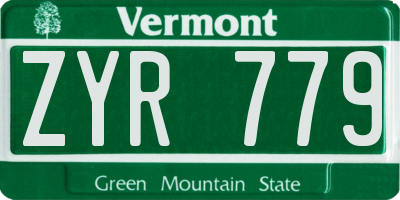 VT license plate ZYR779