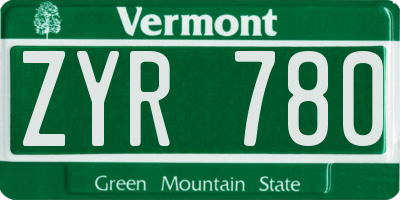 VT license plate ZYR780