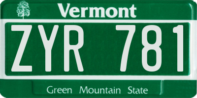 VT license plate ZYR781