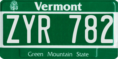 VT license plate ZYR782