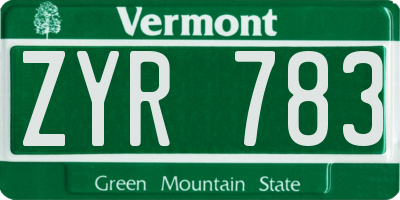 VT license plate ZYR783