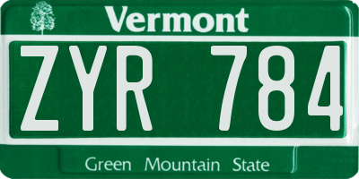 VT license plate ZYR784