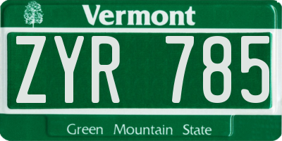 VT license plate ZYR785