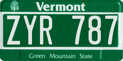 VT license plate ZYR787