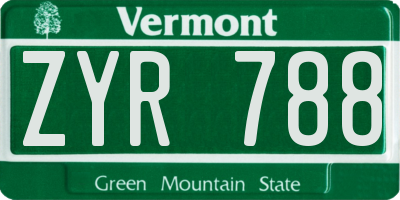 VT license plate ZYR788