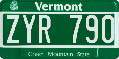 VT license plate ZYR790