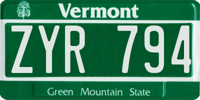 VT license plate ZYR794