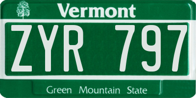 VT license plate ZYR797