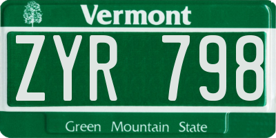 VT license plate ZYR798