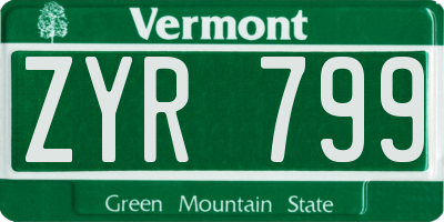 VT license plate ZYR799