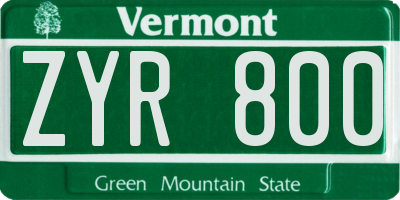 VT license plate ZYR800