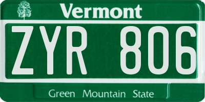 VT license plate ZYR806