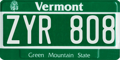 VT license plate ZYR808