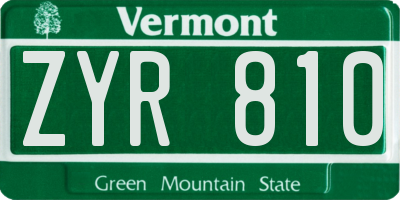 VT license plate ZYR810