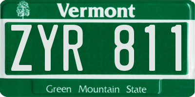 VT license plate ZYR811