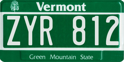 VT license plate ZYR812