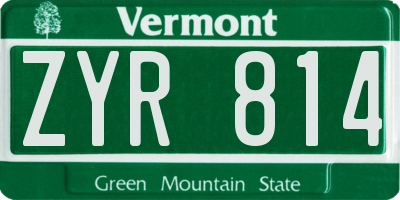 VT license plate ZYR814