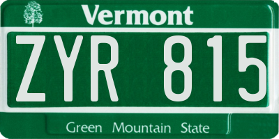 VT license plate ZYR815