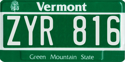 VT license plate ZYR816