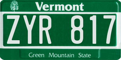 VT license plate ZYR817