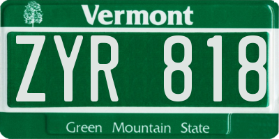 VT license plate ZYR818