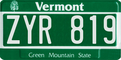 VT license plate ZYR819