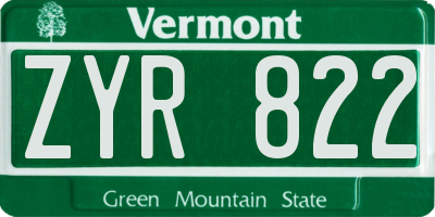 VT license plate ZYR822
