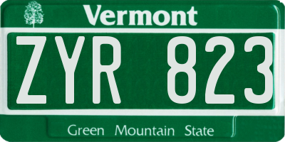 VT license plate ZYR823