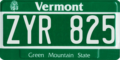 VT license plate ZYR825