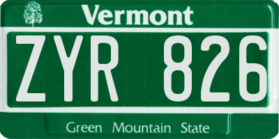 VT license plate ZYR826