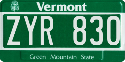 VT license plate ZYR830