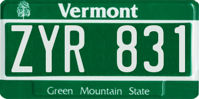 VT license plate ZYR831