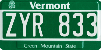 VT license plate ZYR833