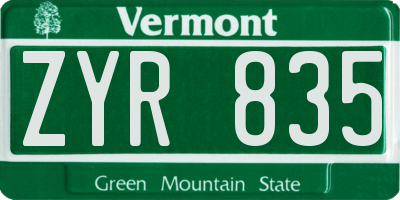 VT license plate ZYR835