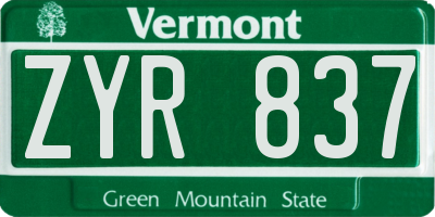 VT license plate ZYR837