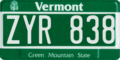 VT license plate ZYR838